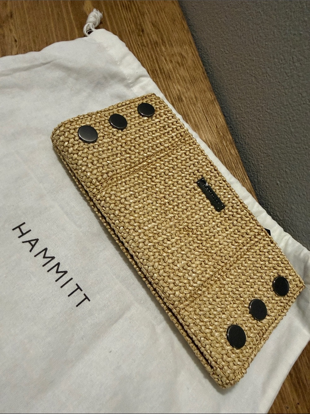 Hammitt 110 North Chaparral Raffia/Gunmetal Wallet; Preloved; Dust-bag - Picture 11 of 13